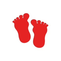 Empreinte de pas adhesifs (la paire)
 Couleur-1-04 / ROUGE Motif -Pieds enfant