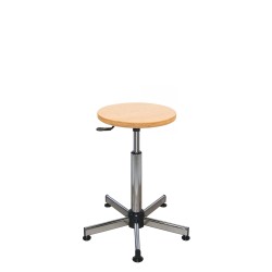 Tabouret assise bois verni 510x750mm colonne gaz