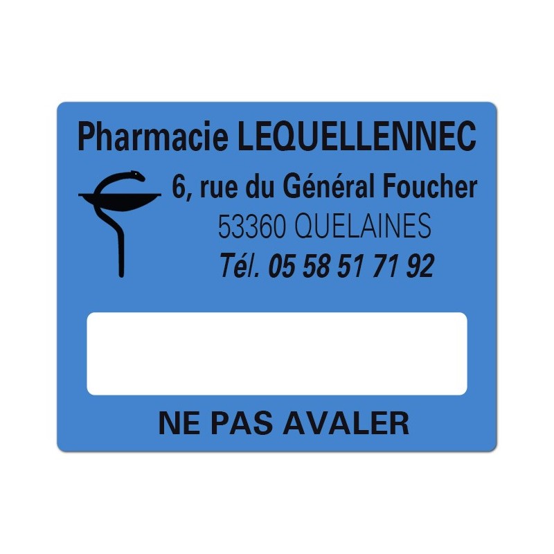 ETIQUETTES DE PHARMACIE pour préparations magistrales - Lot de 500 - 50 x 40 mm.