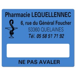 ETIQUETTES DE PHARMACIE pour préparations magistrales - Lot de 500 - 50 x 40 mm.
