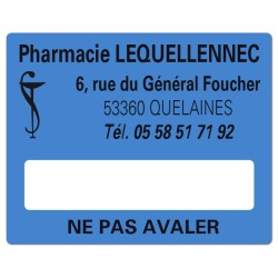 ETIQUETTES DE PHARMACIE pour préparations magistrales - Lot de 500 - 50 x 40 mm.