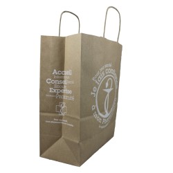 Cabas kraft pharmacie, 23x31x12cm, poignées torsadées
