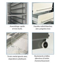 Pack - 2 colonnes à tiroirs - 24 tiroirs simples et 4 tiroirs doubles