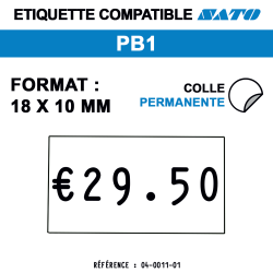 tiquettes blanches pour pince SATO PB1 - permanentes - format : 18 x 10 mm