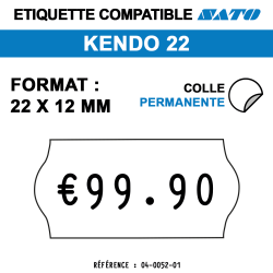 tiquettes blanches pour pince SATO KENDO 22 - permanentes - format : 22 x 12 mm