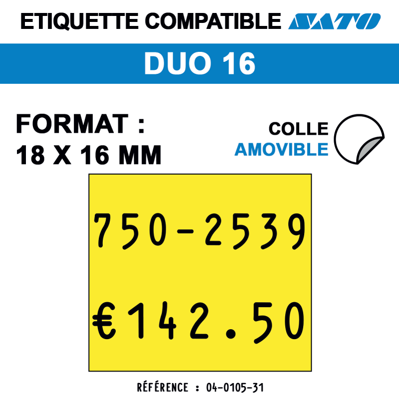 Etiquette duo16 18x16mm 1500etiq amovible