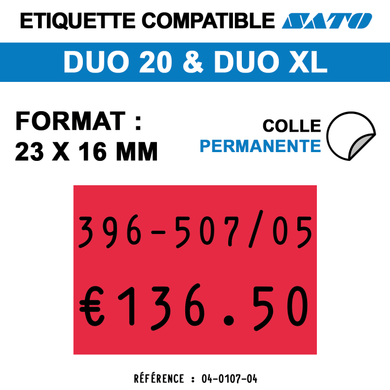 tiquettes couleur pour pince SATO DUO 20 - permanentes - format : 23 x 16 mm tiquettes couleur pour pince SATO DUO 20 - permanentes - format : 23 x 16 mm