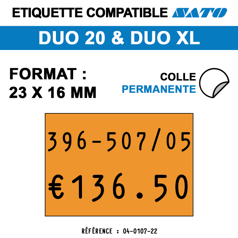 tiquettes couleur pour pince SATO DUO 20 - permanentes - format : 23 x 16 mm tiquettes couleur pour pince SATO DUO 20 - permanentes - format : 23 x 16 mm