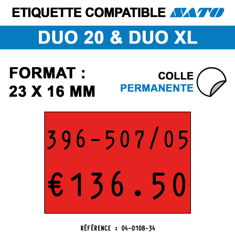 Etiquette duo20 23x16mm 1200etiq permanent