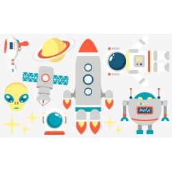 STICKERS ESPACE - PLANCHE 120 X 70 CM