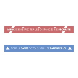 Kit de 2 Lignes adhésives de sol - Distances de sécurité - Covid19
