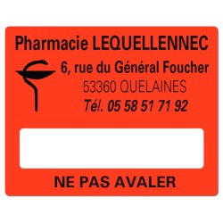 ETIQUETTES DE PHARMACIE pour préparations magistrales - Lot de 500 - 50 x 40 mm.