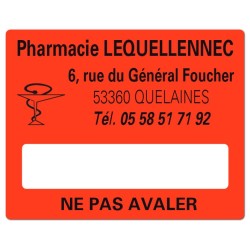 ETIQUETTES DE PHARMACIE pour préparations magistrales - Lot de 500 - 50 x 40 mm.