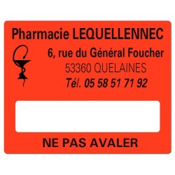 ETIQUETTES DE PHARMACIE pour préparations magistrales - Lot de 500 - 50 x 40 mm.