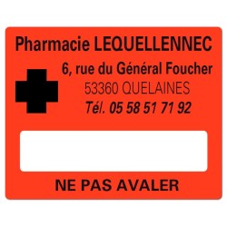 ETIQUETTES DE PHARMACIE pour préparations magistrales - Lot de 500 - 50 x 40 mm.
