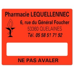 ETIQUETTES DE PHARMACIE pour préparations magistrales - Lot de 500 - 50 x 40 mm.