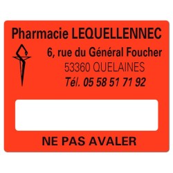 ETIQUETTES DE PHARMACIE pour préparations magistrales - Lot de 500 - 50 x 40 mm.