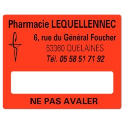 ETIQUETTES DE PHARMACIE pour préparations magistrales - Lot de 500 - 50 x 40 mm.