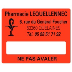 ETIQUETTES DE PHARMACIE pour préparations magistrales - Lot de 500 - 50 x 40 mm.
