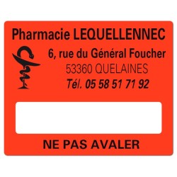 ETIQUETTES DE PHARMACIE pour préparations magistrales - Lot de 500 - 50 x 40 mm.