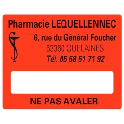 ETIQUETTES DE PHARMACIE pour préparations magistrales - Lot de 500 - 50 x 40 mm.