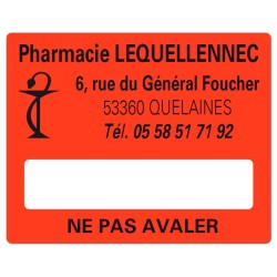 ETIQUETTES DE PHARMACIE pour préparations magistrales - Lot de 500 - 50 x 40 mm.