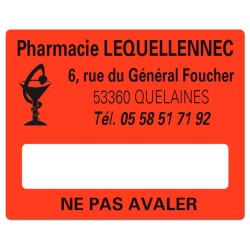 ETIQUETTES DE PHARMACIE pour préparations magistrales - Lot de 500 - 50 x 40 mm.