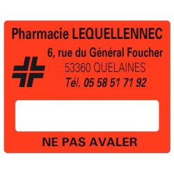 ETIQUETTES DE PHARMACIE pour préparations magistrales - Lot de 500 - 50 x 40 mm.