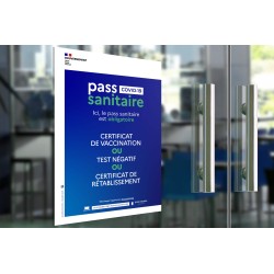 Affiche A4 "PASS SANITAIRE" en vinyle souple adhésif