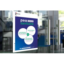 Affiche A4 "PASS SANITAIRE" en vinyle souple adhésif
