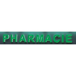 Bandeau PHARMACIE en lettre individuelles et éclairage indirect