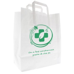 Cabas papier pharmacie, 26x32x20cm, poignées plates