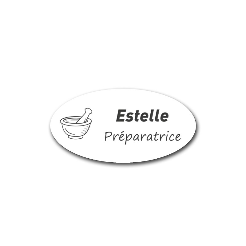 Badge personnalisé ovale blanc