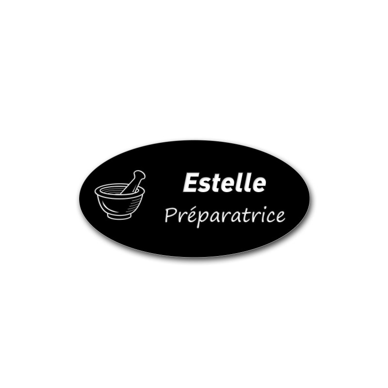 Badge personnalisé ovale noir