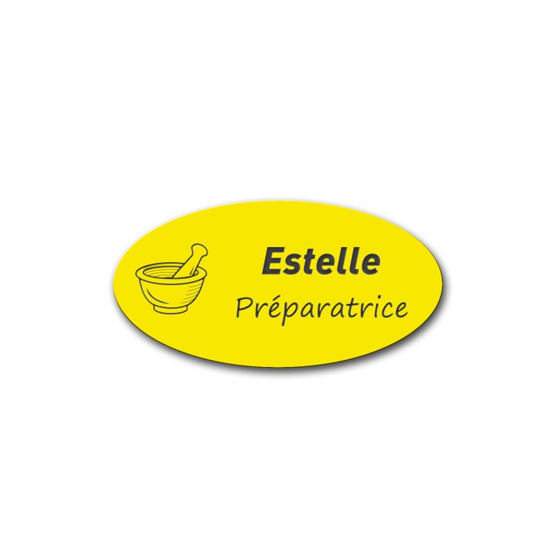 Badge personnalisé ovale jaune