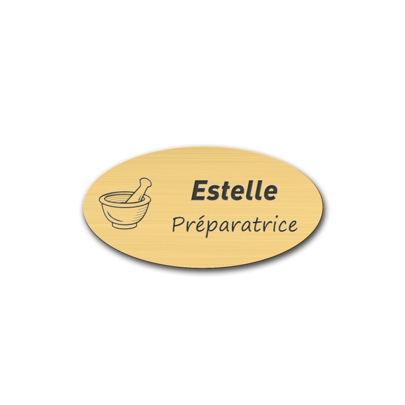 Badge personnalisé ovale doré