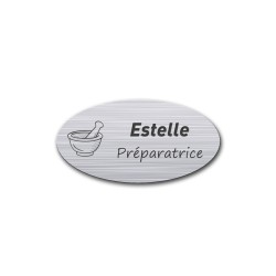 Badge personnalisé ovale argent