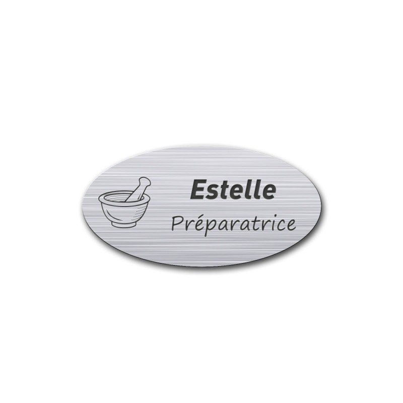 Badge personnalisé ovale argent