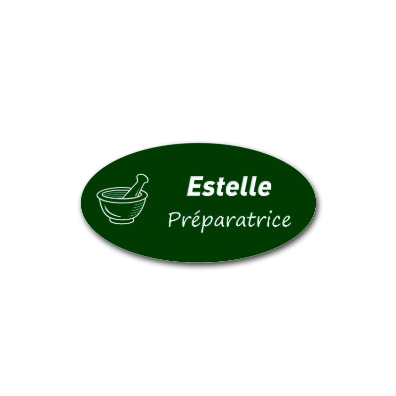 Badge personnalisé ovale vert foncé