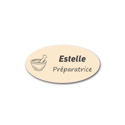 Badge personnalisé ovale ivoire