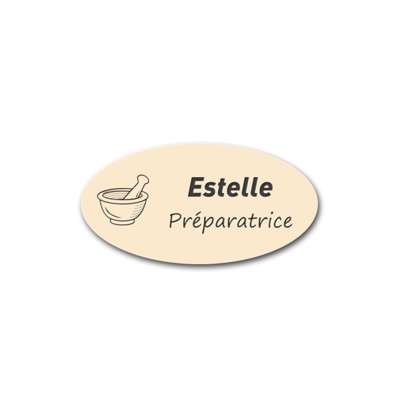 Badge personnalisé ovale ivoire