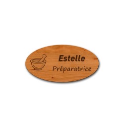 Badge personnalisé ovale cerisier
