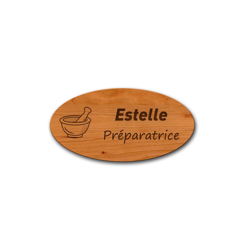 Badge personnalisé ovale cerisier
