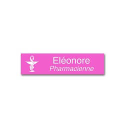 Badge personnalisé rectangle rose