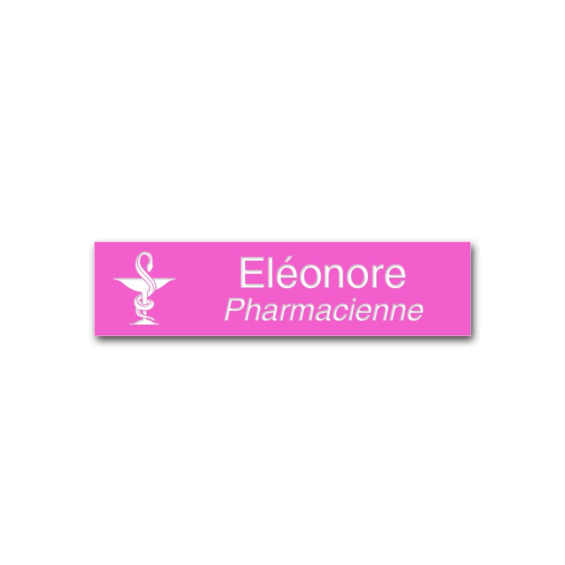 Badge personnalisé rectangle rose