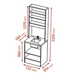 Meuble haut de laboratoire, largeur 73 cm avec evier