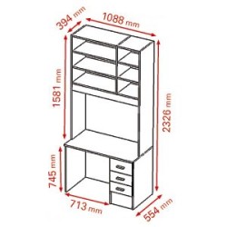 Meuble haut administratif assis, largeur 109 cm