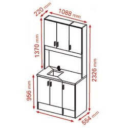Meuble haut de laboratoire, largeur 109 cm avec evier