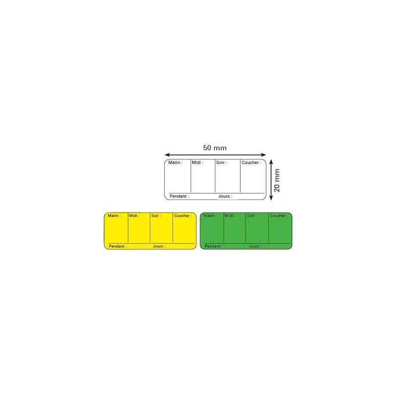 Etiquettes de pharmacie - posologie - 50 x 20 mm