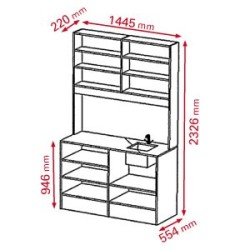 Meuble haut de laboratoire, largeur 145 cm avec evier